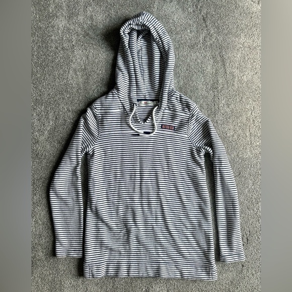 Vineyard Vines Women's‎ White and Navy Striped Hooded Pullover Sweatshirt XXS - Picture 1 of 8